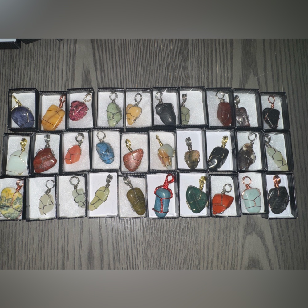 Assorted Wire Wrapped Stone Pendant